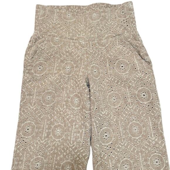 Sundance Beige Embroidered Scalloped Hem Culotte Pants Linen/Cotton size PXS - Picture 5 of 5